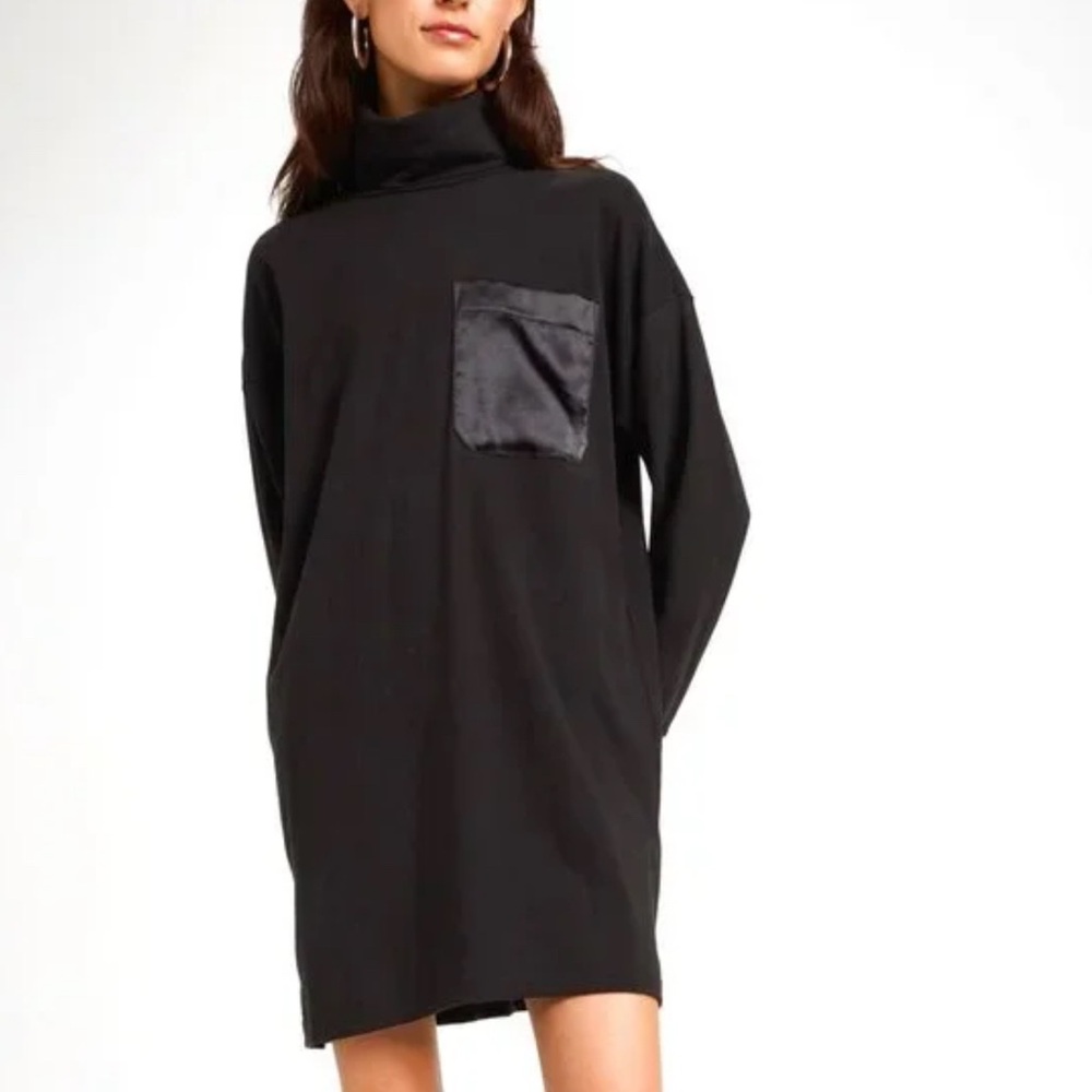ATM Anthony Thomas Melillo Compact Jersey Oversized Turtleneck
Dress - Black